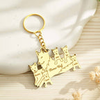 Personalized Wolf Keychain with Engraved Family Names Gift for Family