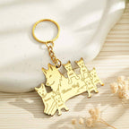 Personalized Wolf Keychain with Engraved Family Names Gift for Family