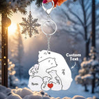 Personalized Engraved Papa Mama Bear Keychain Family Keepsake Gift for Dad Mom