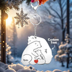 Personalized Engraved Papa Mama Bear Keychain Family Keepsake Gift for Dad Mom