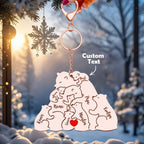 Personalized Engraved Papa Mama Bear Keychain Family Keepsake Gift for Dad Mom