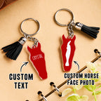 Personalized Horse Facial Acrylic Keychain with Text and Tassel Keychain Gift for Horse Lover