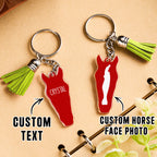 Personalized Horse Facial Acrylic Keychain with Text and Tassel Keychain Gift for Horse Lover