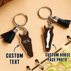 Personalized Horse Facial Acrylic Keychain with Text and Tassel Keychain Gift for Horse Lover