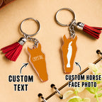 Personalized Horse Facial Acrylic Keychain with Text and Tassel Keychain Gift for Horse Lover