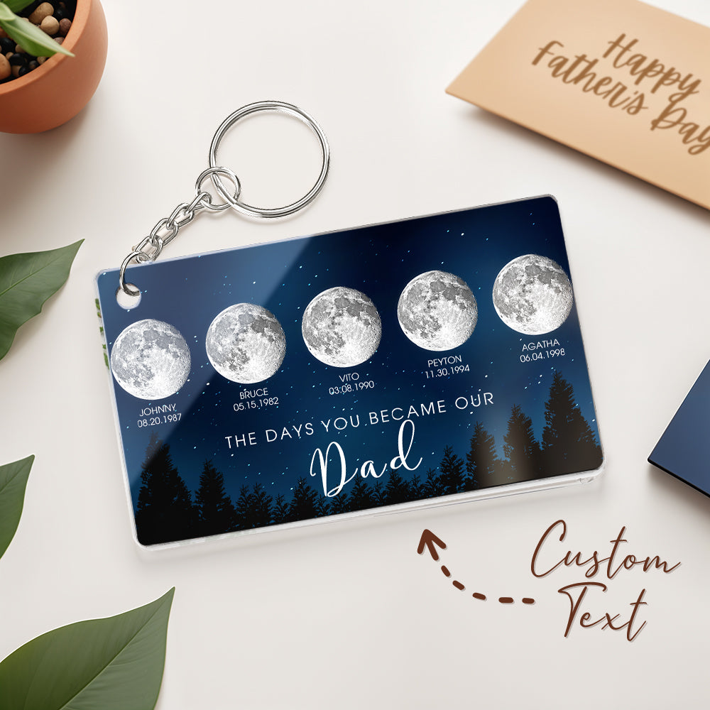 Personalized Starry Night The Day You Became Dad Keychain Custom Dad Acrylic Keychain Custom Birth Moon Phase Father's Day Gift