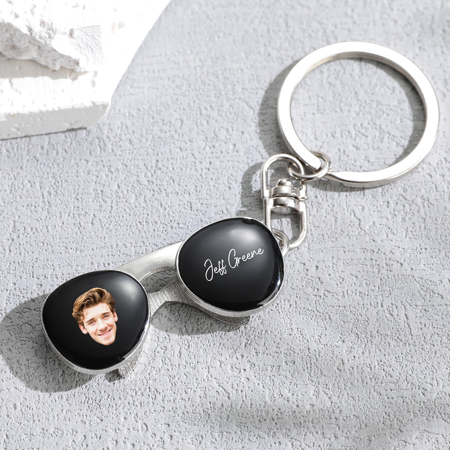 Custom Sunglasses Photo Text Keychain Custom Portrait Keychain Interesting Gifts