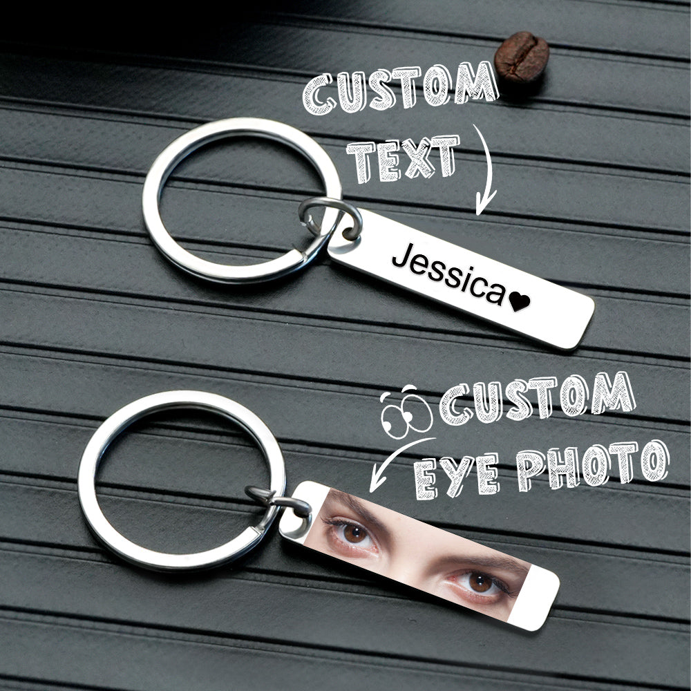 Custom Eye Photo Keychain Personalized Double-Sided Keychain Custom Text Best Gift For Anniversary