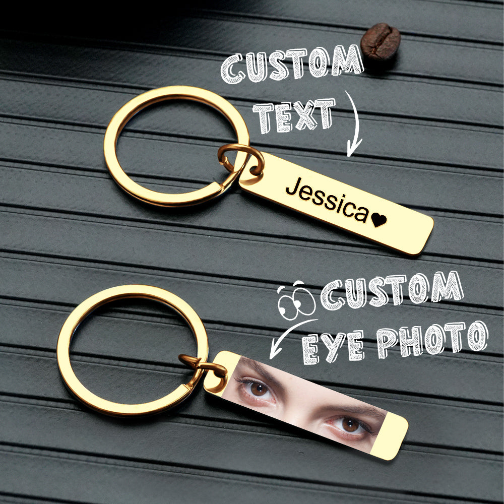 Custom Eye Photo Keychain Personalized Double-Sided Keychain Custom Text Best Gift For Anniversary
