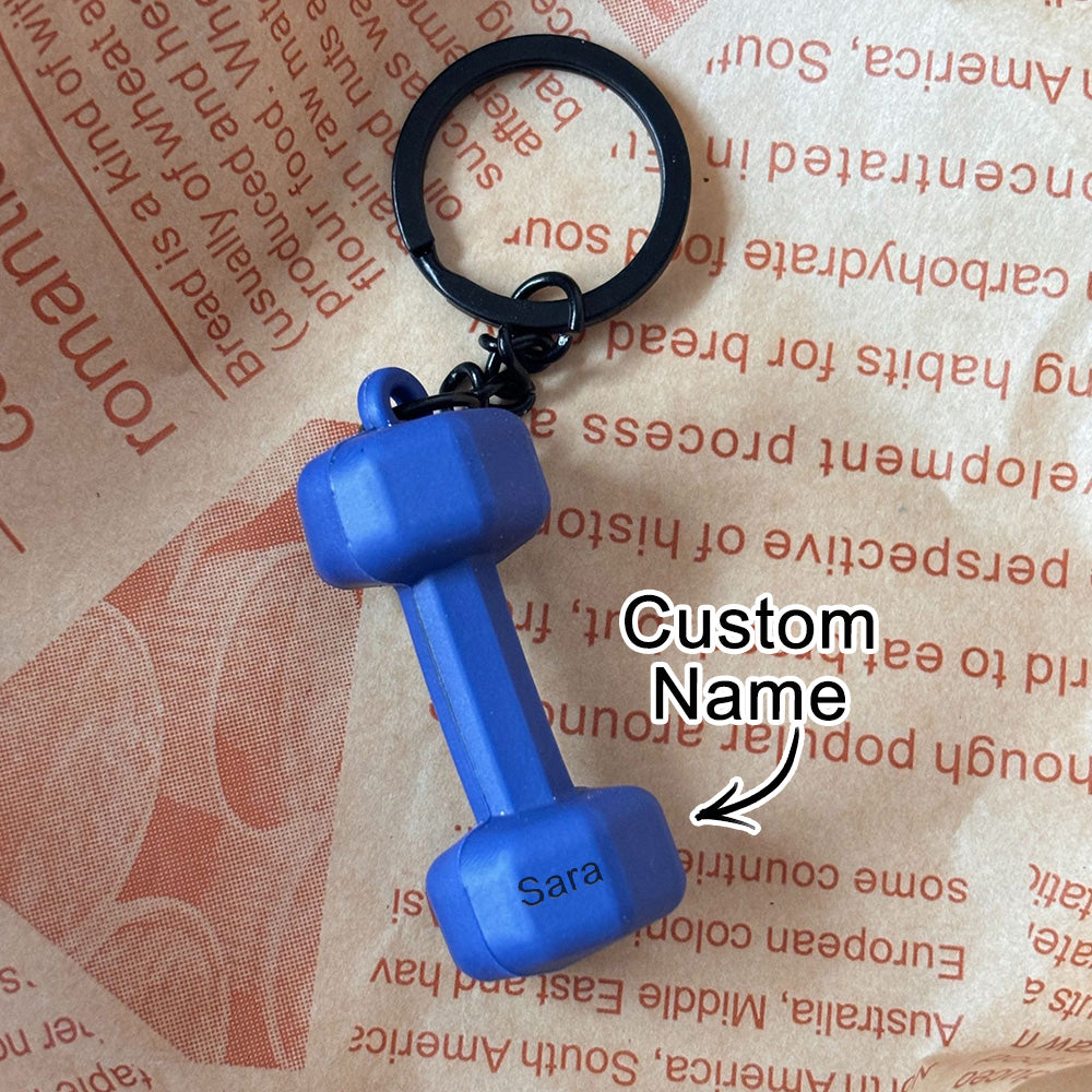 Custom Name Dumbbell Keychain Accessories Equipment Pendant Mini Backpack Keychain