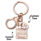 unique engraved calendar keychain save date keychain wedding date close up
