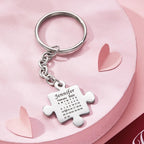 Custom Calendar Keychain Engraved Puzzle Keychain Anniversary Gift for Couple