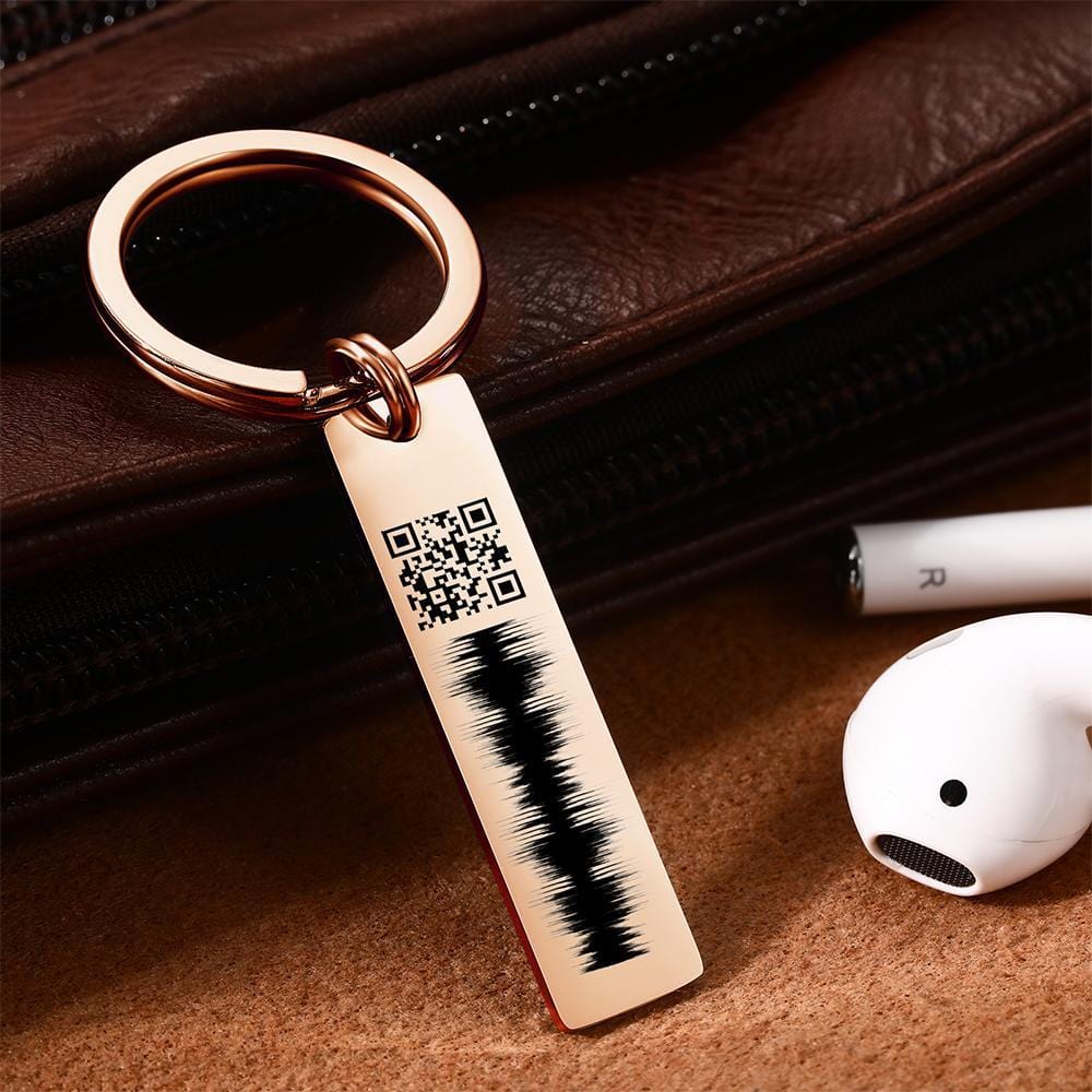 Custom Engraved Keychain QR Code Keychain With Name Audio Gifts