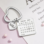Anniversary Gifts Custom Calendar Keychain Heart Shape Keychain Gift For Lover - Rose Gold