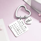 Anniversary Gifts Custom Calendar Keychain Heart Shape Keychain Gift For Lover - Rose Gold