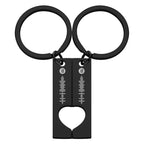 Custom Engraved Stainless Steel Scannable Music Code Couple Keychains