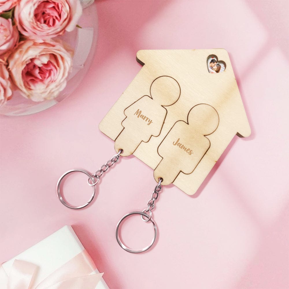 Custom Wooden Name Key Holder Personalized Keychain Home Decorative Gift for Couple