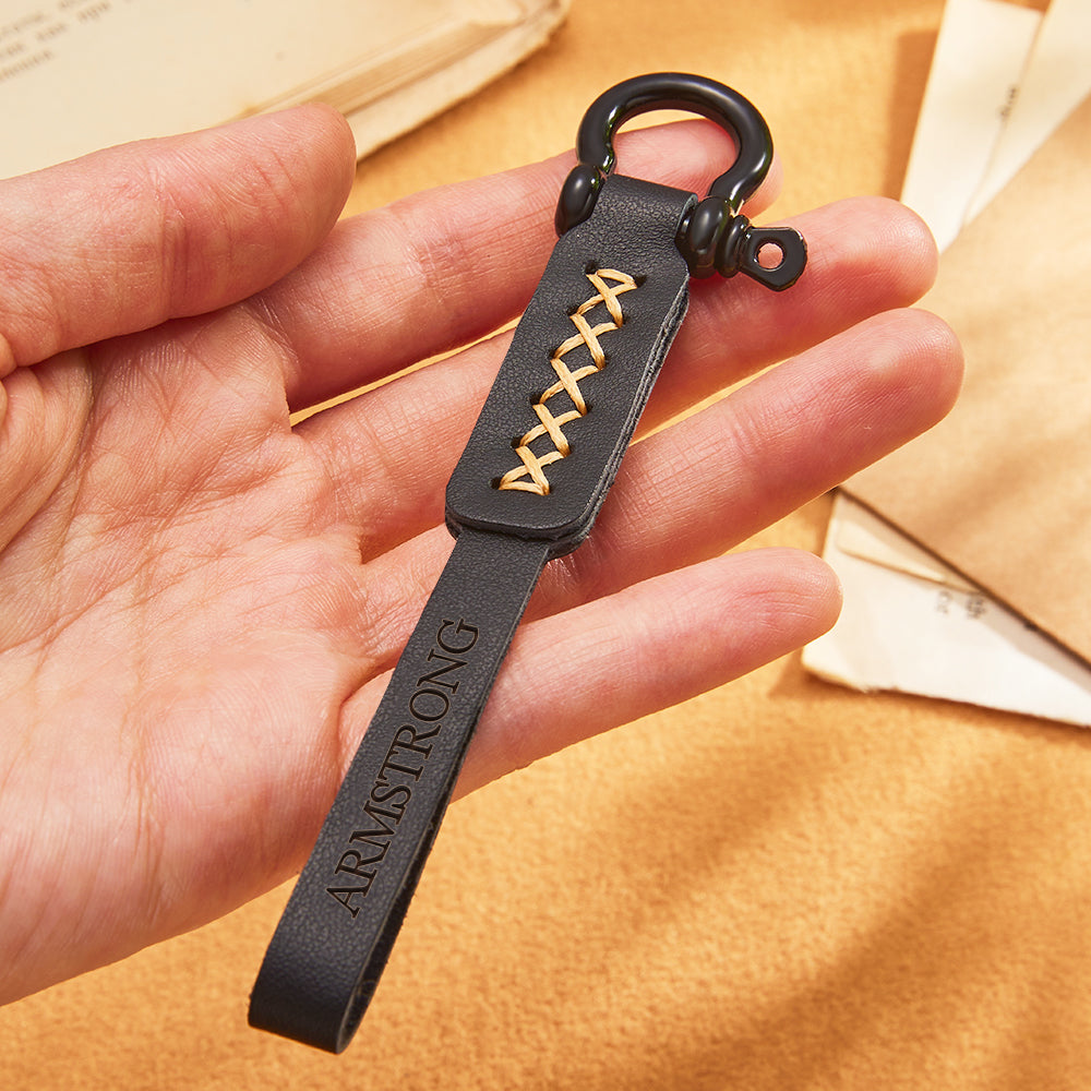 Custom Engraved Keychain Leather Car Keychain Men's Gifts