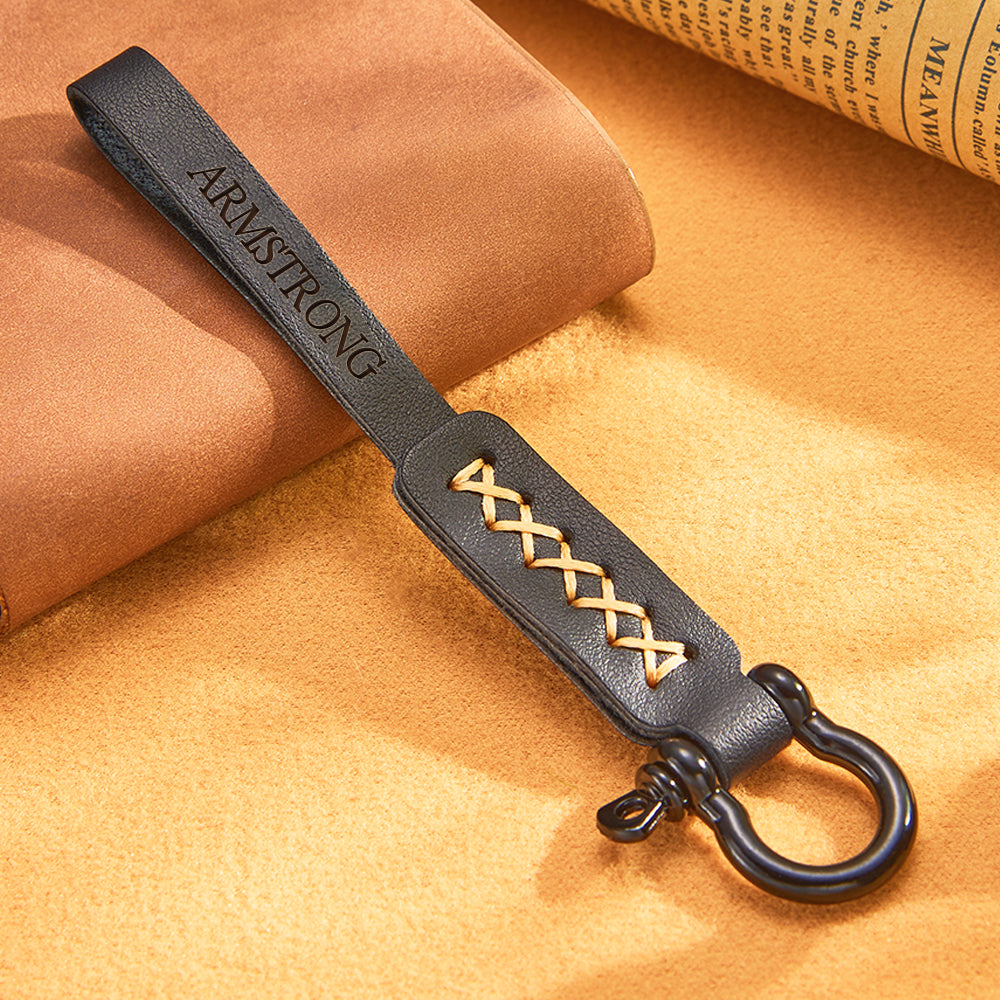 Custom Engraved Keychain Leather Car Keychain Men's Gifts