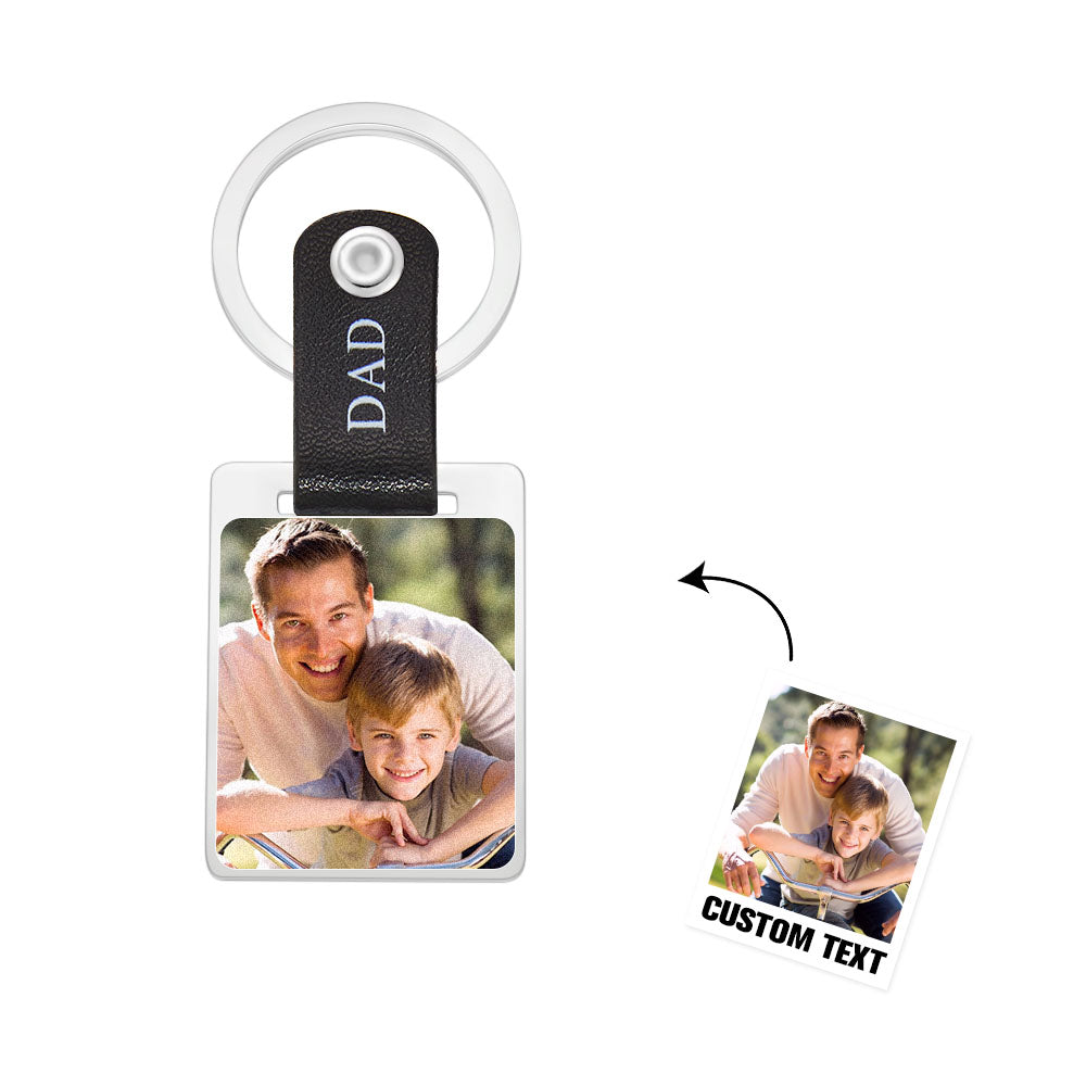 Custom Photo Keychain Leather Gifts for Father