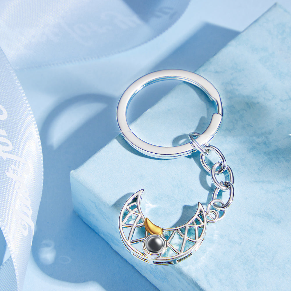 Custom Photo Projection Keychain Sun and Moon Couple Commemorative Gifts