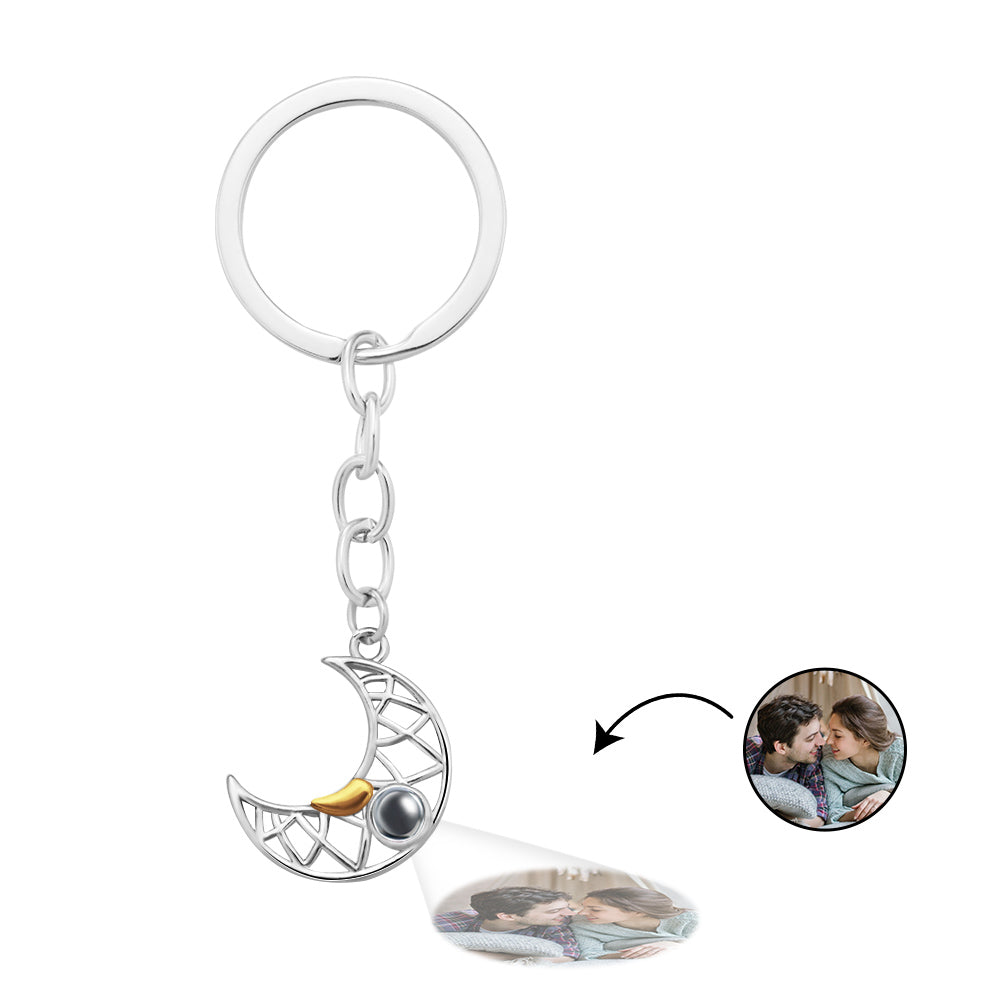 Custom Photo Projection Keychain Sun and Moon Couple Commemorative Gifts
