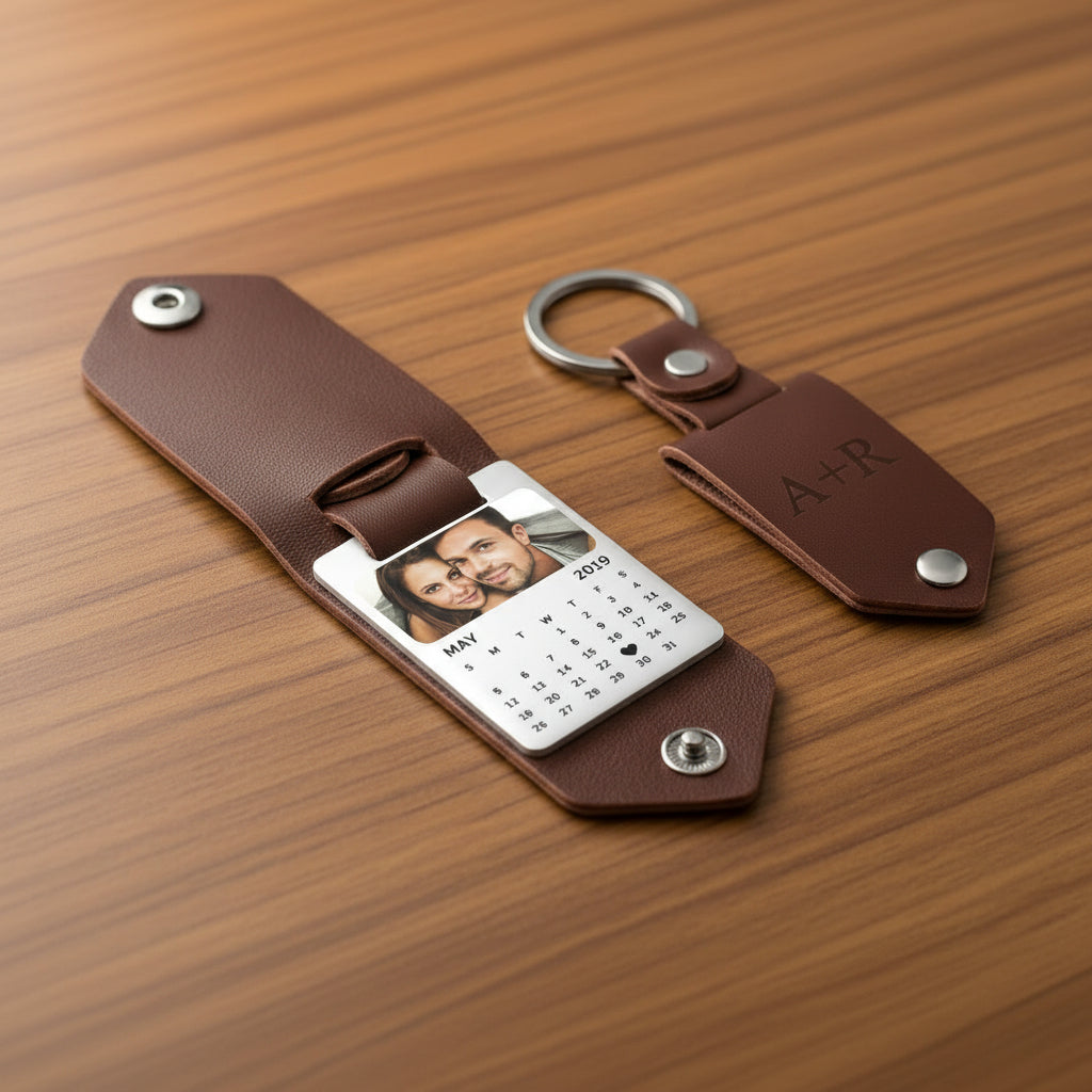 Custom Date Keychain With Photo Anniversary Gifts For Her