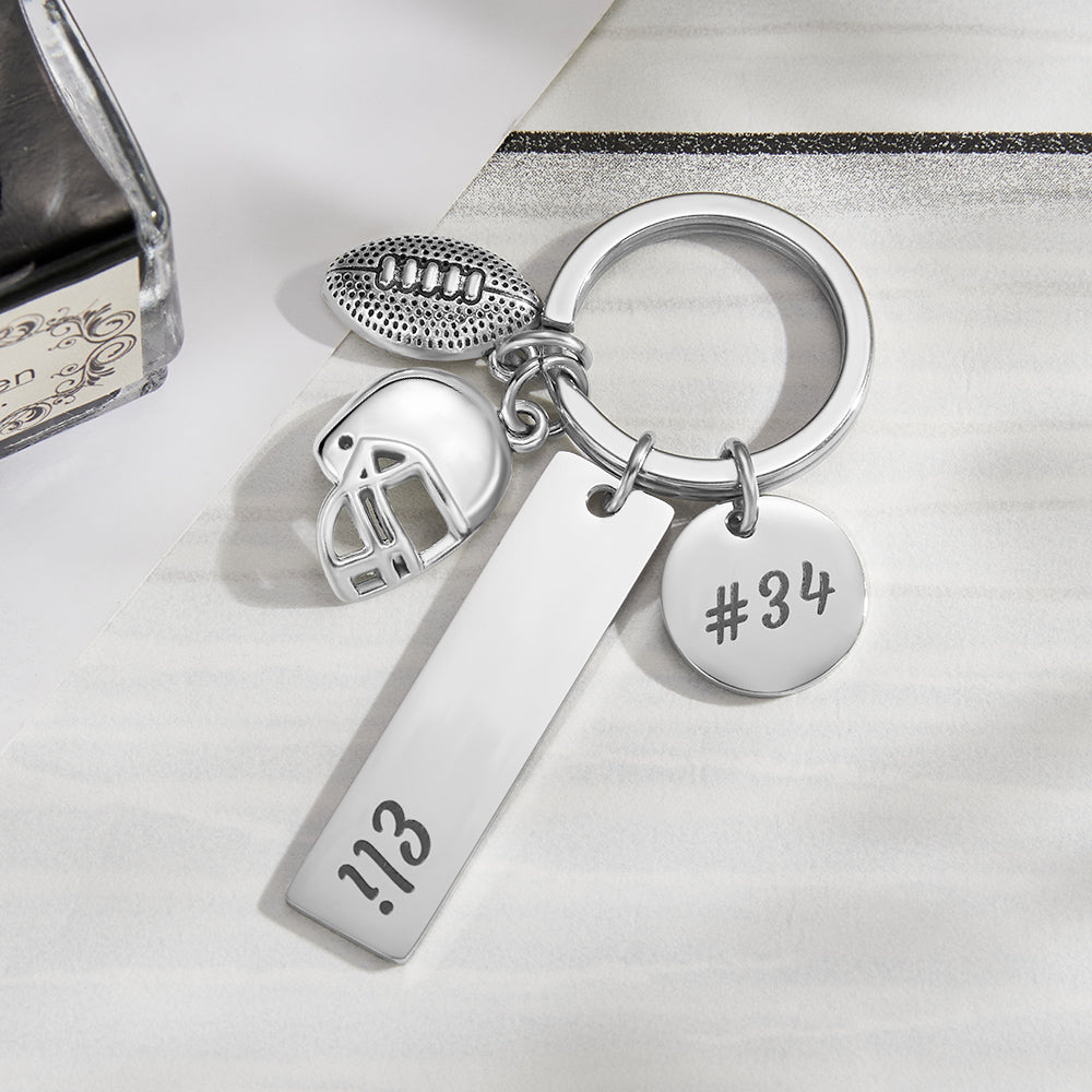 Custom Engraved Keychain Hand Stamped Football Keychain Creative Gift