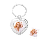 Custom Photo Keychain Stainless Steel Heart Keyring Birthday Gift