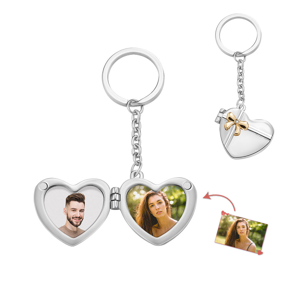 Custom Photo Keychain Double Photo Frame Heart-shaped Keychain Commemorative Gift