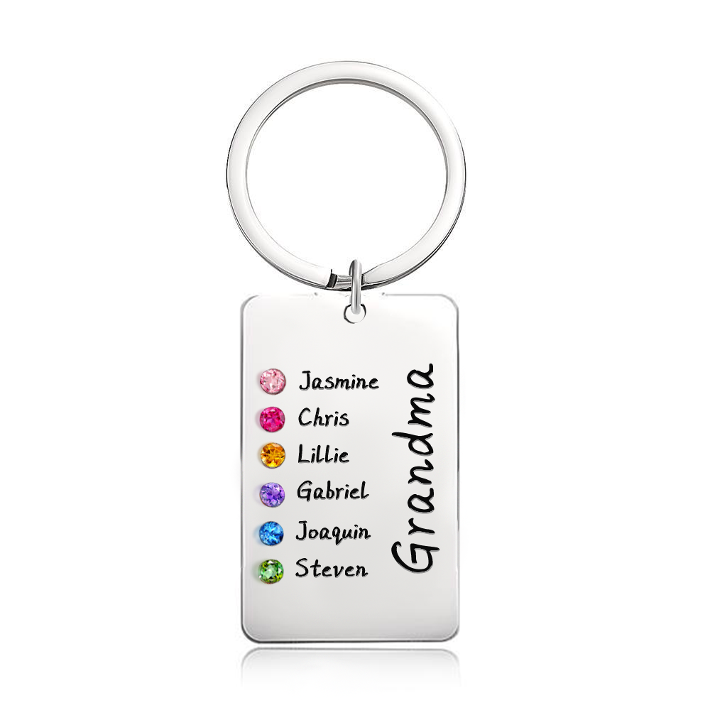 Personalized Birthstone Keychain Gift for Mom Grandma