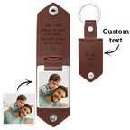 Custom PU Leather Photo Text Keychain DAD I will always be your Little Baby You will always be my Hero