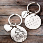 Custom Line Art Photo Engraved Keychain Date Save Keychain Significant Date Marker Custom Anniversary Gifts