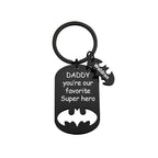 Personalized Superhero Daddy Keychain with Kids Names Gift for Father