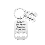 Personalized Superhero Daddy Keychain with Kids Names Gift for Father