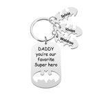 Personalized Superhero Daddy Keychain with Kids Names Gift for Father