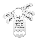 Personalized Superhero Daddy Keychain with Kids Names Gift for Father