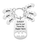 Personalized Superhero Daddy Keychain with Kids Names Gift for Father