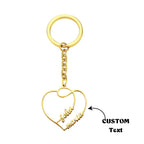 Personalized Two Names Double Heart Keychain Custom Letters Metal Key Ring for Couples