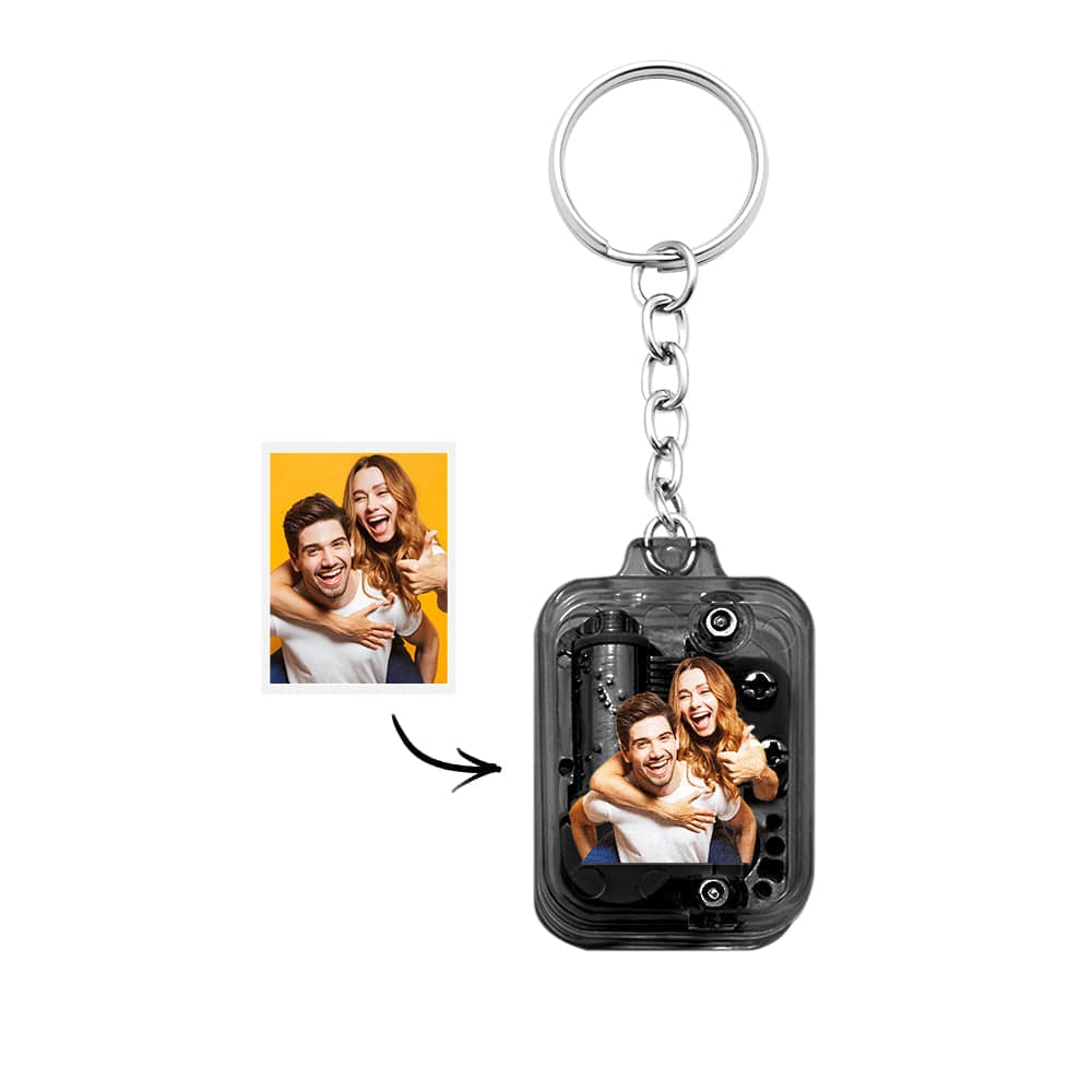 Personalized Photo Sky City Mini Music Keychain Acrylic Clear Hand Crank Birthday Gifts