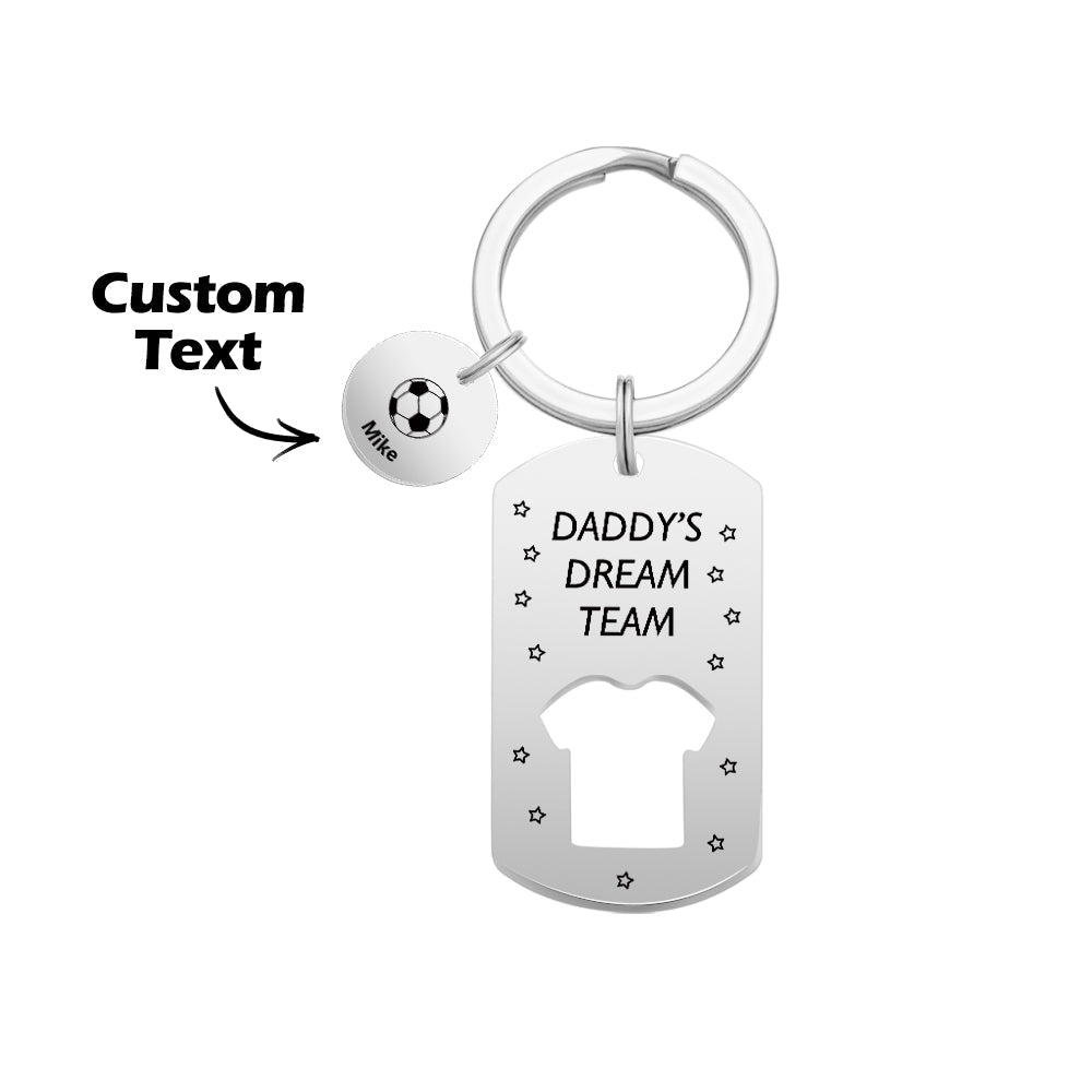 Personalized Engraved Soccer Daddy' Dream Team Keychain with Children's Names Key Ring Father's Day Gifts