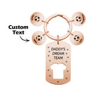 Personalized Engraved Soccer Daddy' Dream Team Keychain with Children's Names Key Ring Father's Day Gifts