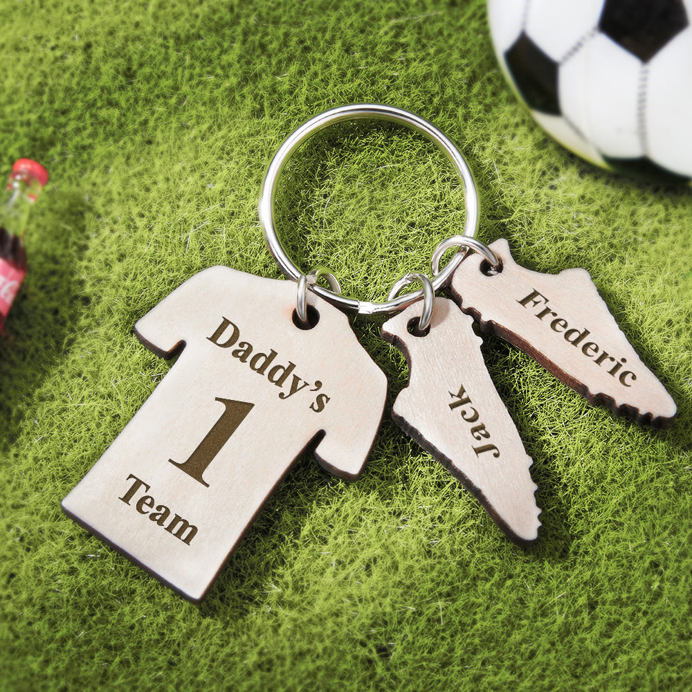 Custom Engraved Daddy's Soccer Team Wooden Sports Gifts