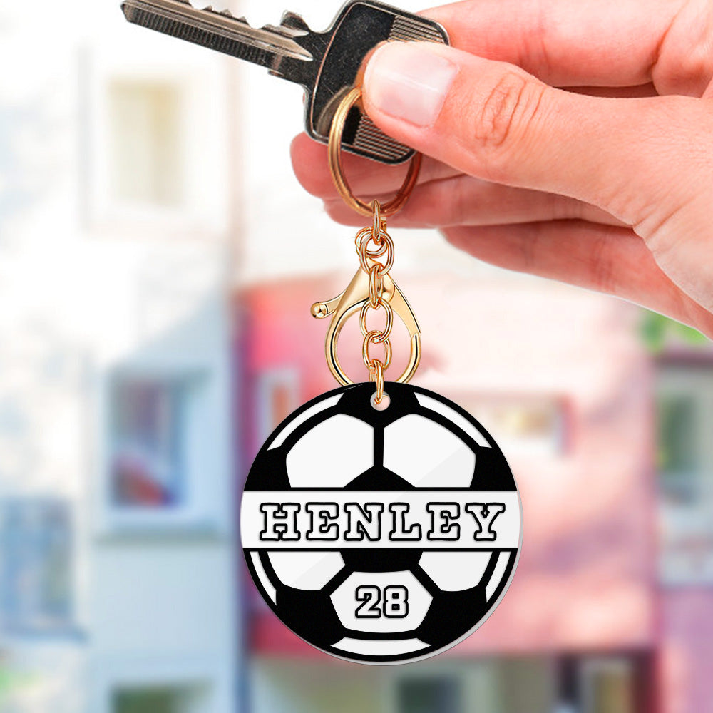 Personalized Soccer Keychain Custom Name Soccer Tag Gift for Soccer Fans