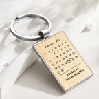 Personalized Photo Calendar Keychain Custom Engraved Picture Keyring Anniversary Gift