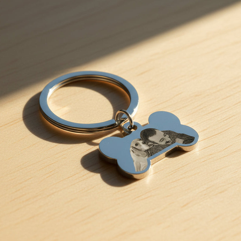 Custom Photo Keychain Bone Shaped Printing Keychain Gift For Pet Lover