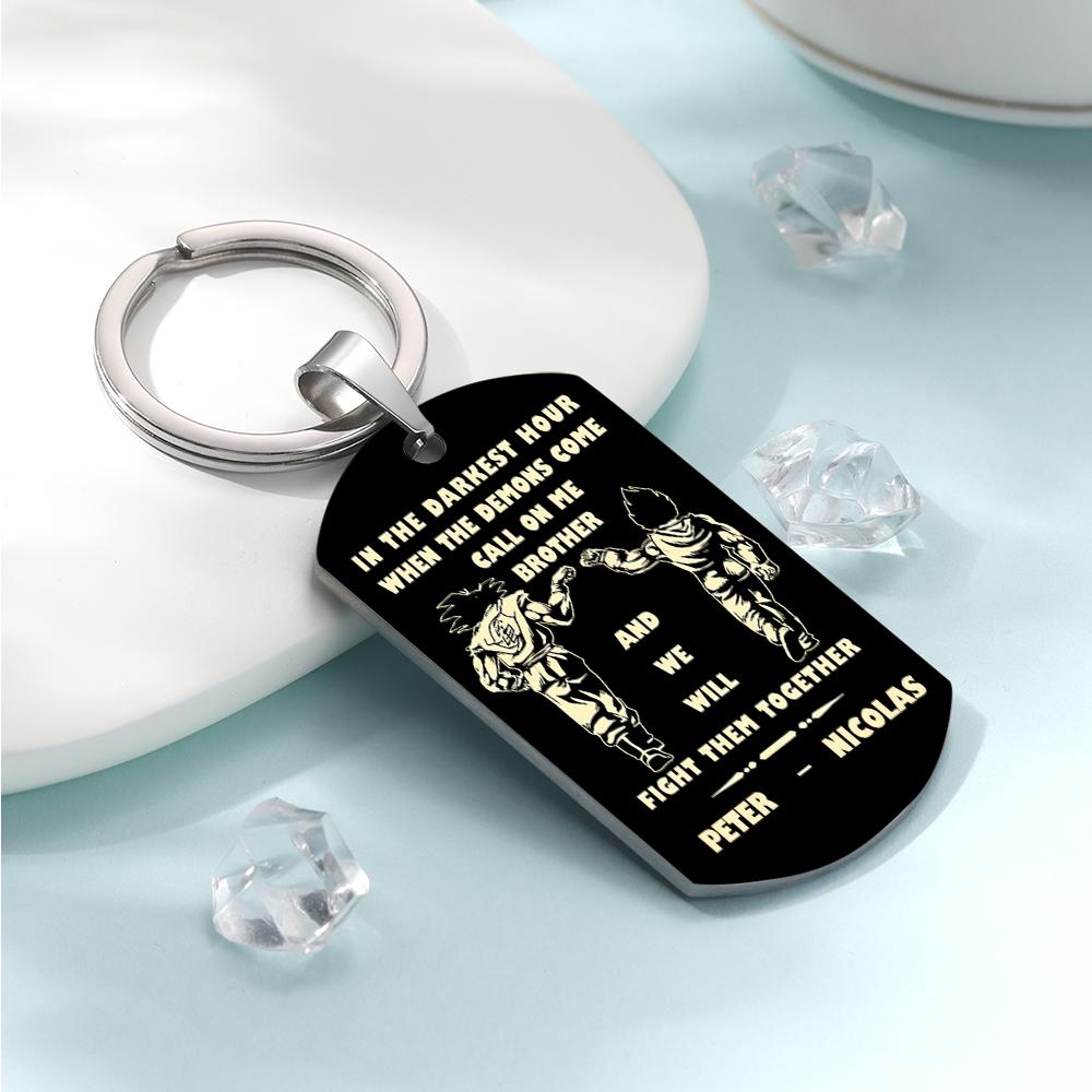 dragon ball black engraved tag keychain custom engraving everyday carry