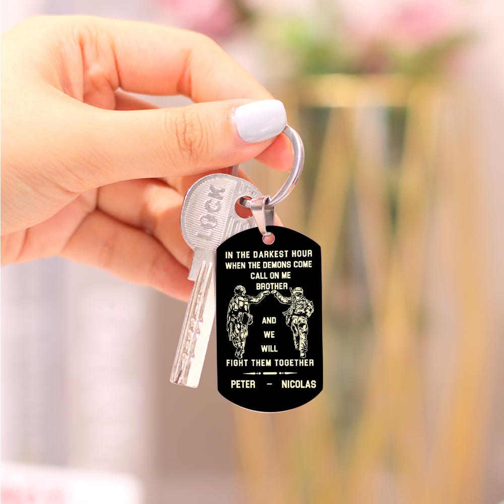 engraved tag keychain everyday carry gift for brother