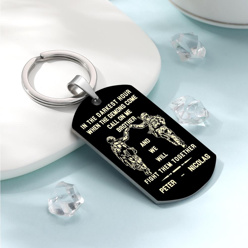 custom engraving engraved tag keychain gift for brother