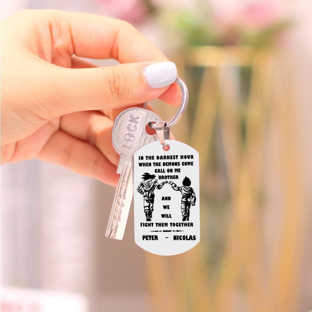engraved tag keychain stainless steel gift for brother custom engraving